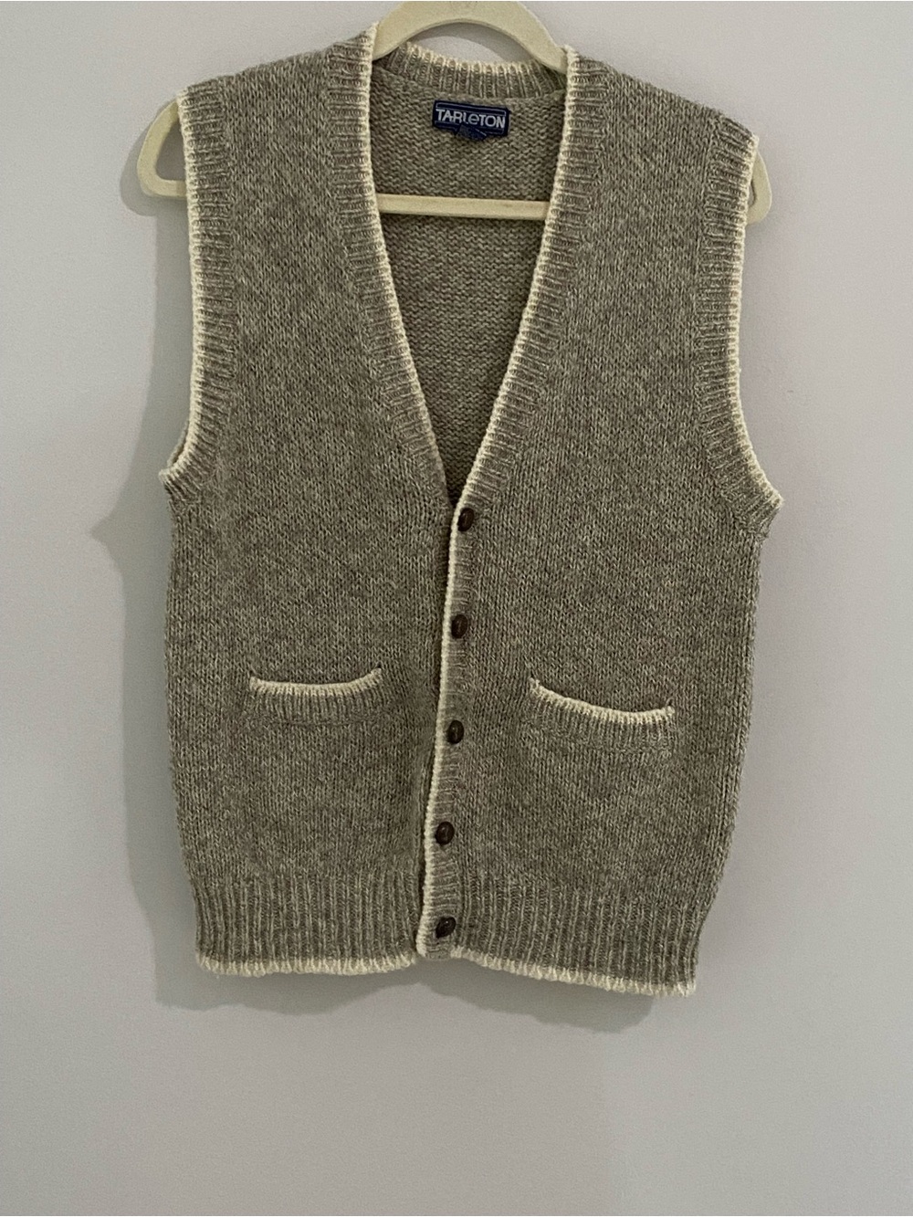 Tarleton Vintage Knit Sweater Vest Women’s-L Button Front Tweed